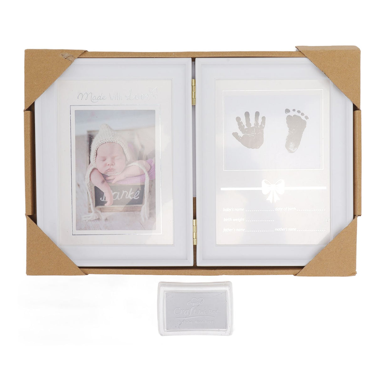 Baby Handprint Footprint Kit Plastic Density Board Attractive Decorative 31.5x20.7x1.7cm Expanded Baby Print Frames Newborn