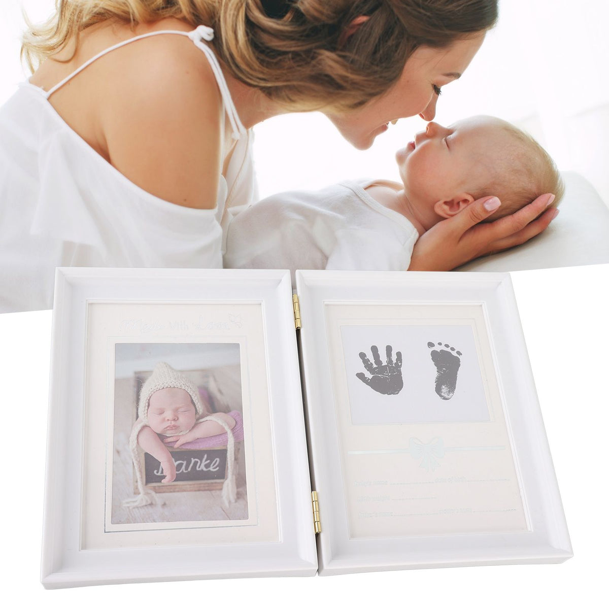 Baby Handprint Footprint Kit Plastic Density Board Attractive Decorative 31.5x20.7x1.7cm Expanded Baby Print Frames Newborn