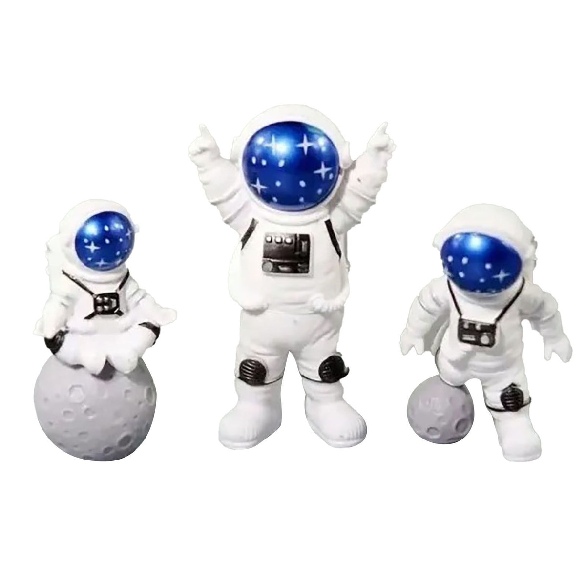3 Piece Astronaut Figurines Cute Nordic Style PVC Spaceman Desk Decor for Cake Decoration Kids Room Bedroom Bookshelf