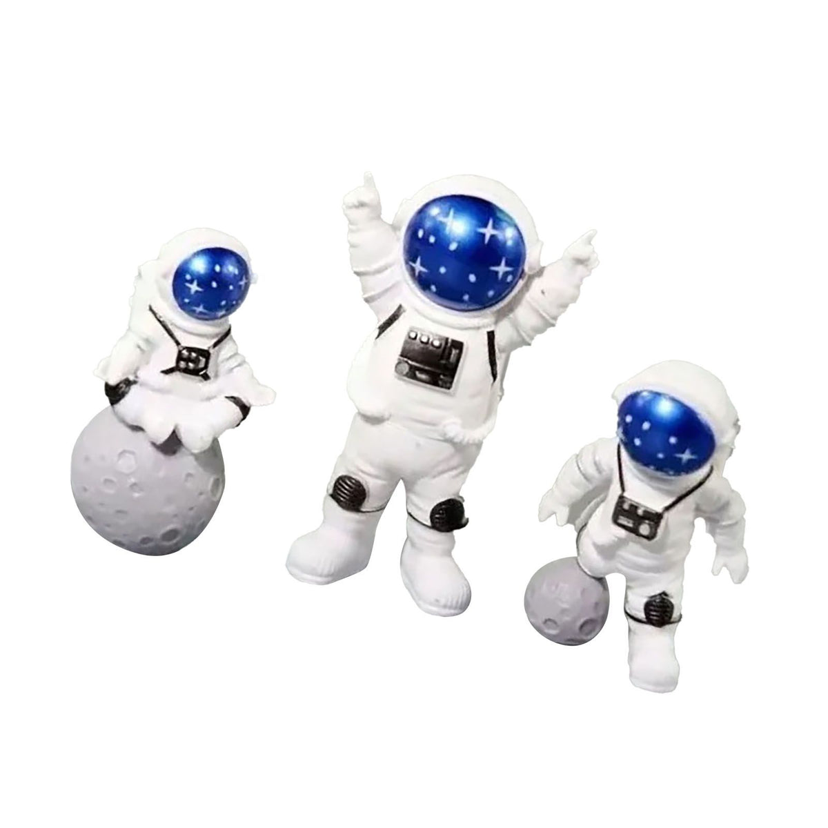 3 Piece Astronaut Figurines Cute Nordic Style PVC Spaceman Desk Decor for Cake Decoration Kids Room Bedroom Bookshelf