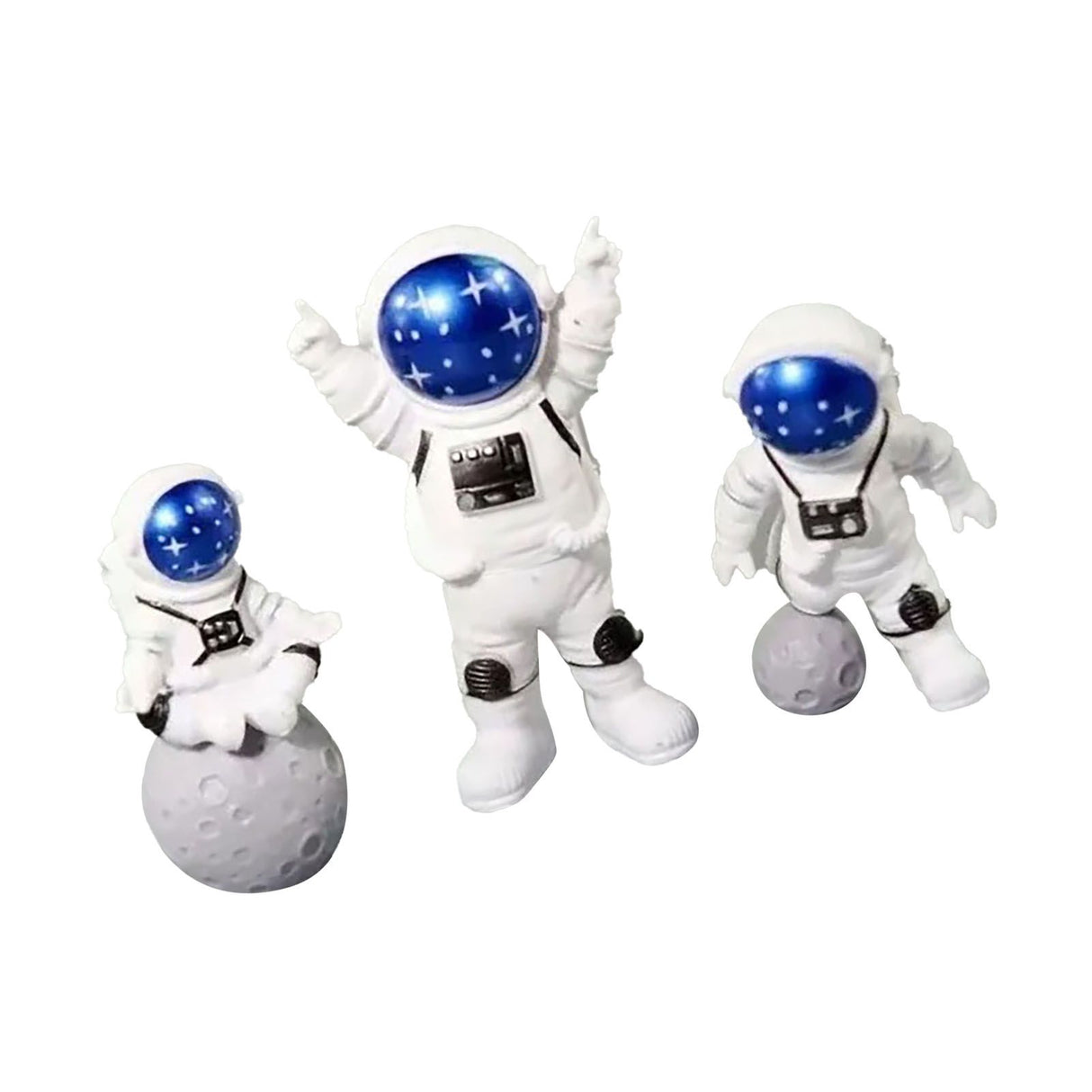 3 Piece Astronaut Figurines Cute Nordic Style PVC Spaceman Desk Decor for Cake Decoration Kids Room Bedroom Bookshelf