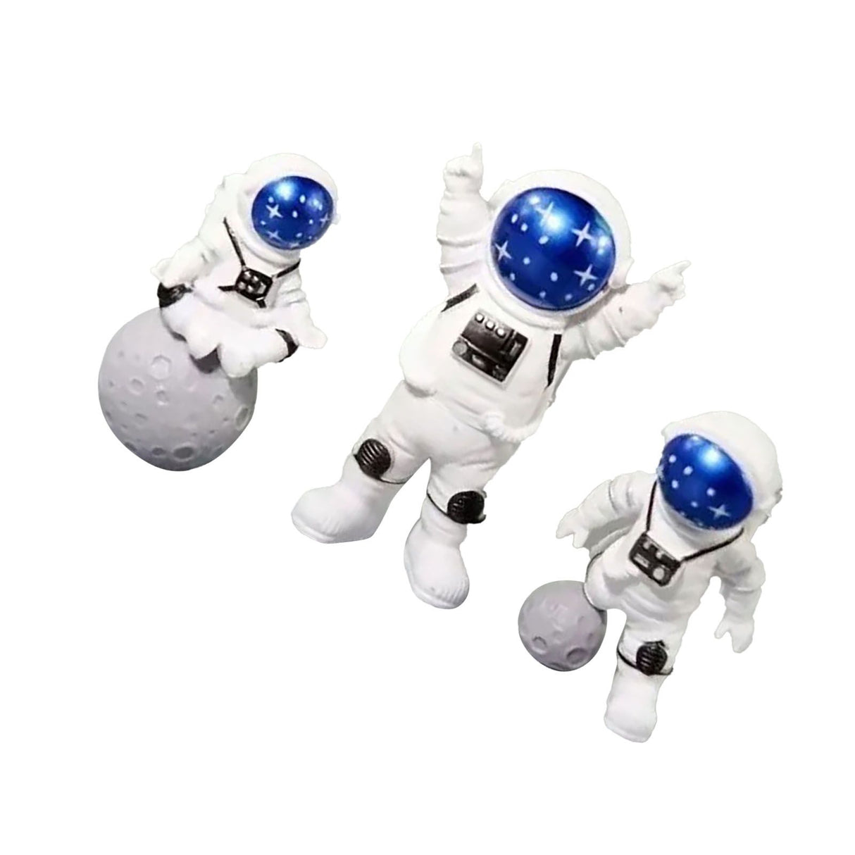 3 Piece Astronaut Figurines Cute Nordic Style PVC Spaceman Desk Decor for Cake Decoration Kids Room Bedroom Bookshelf