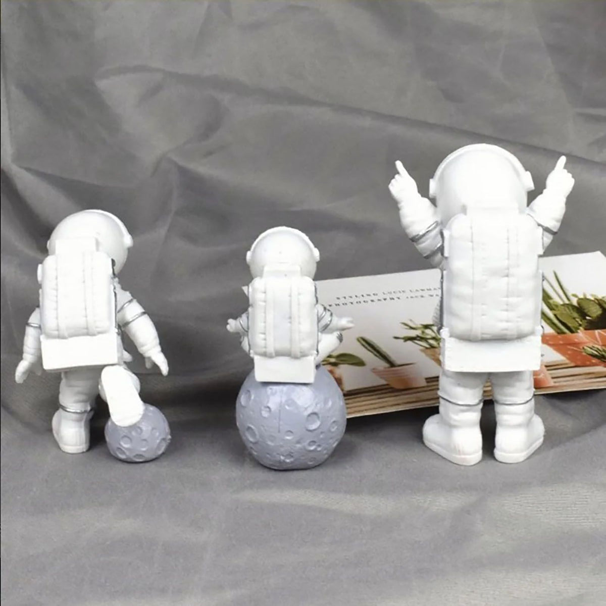 3 Piece Astronaut Figurines Cute Nordic Style PVC Spaceman Desk Decor for Cake Decoration Kids Room Bedroom Bookshelf