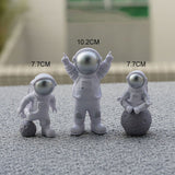 3 Piece Astronaut Figurines Cute Nordic Style PVC Spaceman Desk Decor for Cake Decoration Kids Room Bedroom Bookshelf
