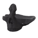 Skull Glasses Stand Lifelike Scratch Resistant Practical Statue Eyeglasses Holder with Storage Tray for Home Black - Front View