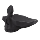 Skull Glasses Stand Lifelike Scratch Resistant Practical Statue Eyeglasses Holder with Storage Tray for Home Black - Side View