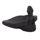 Skull Glasses Stand Lifelike Scratch Resistant Practical Statue Eyeglasses Holder with Storage Tray for Home Black