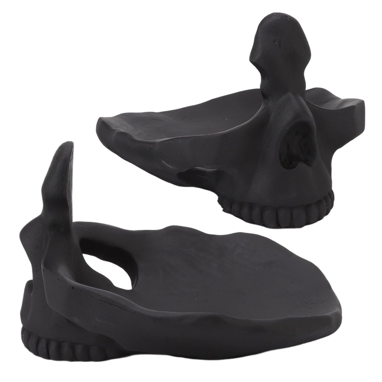 Skull Glasses Stand Lifelike Scratch Resistant Practical Statue Eyeglasses Holder with Storage Tray for Home Black
