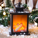 LED Flame Lantern Light Fashionable Retro Lantern Hanging Lamp for Christmas Decoration Square Flame Lamp, M