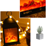 LED Flame Lantern Light Fashionable Retro Lantern Hanging Lamp for Christmas Decoration Square Flame Lamp, M