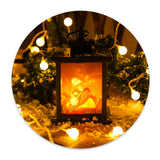 LED Flame Lantern Light Fashionable Retro Lantern Hanging Lamp for Christmas Decoration Square Flame Lamp, M - Extra Image
