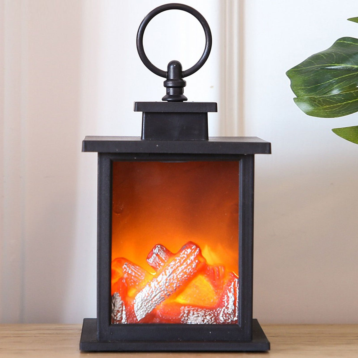 LED Flame Lantern Light Fashionable Retro Lantern Hanging Lamp for Christmas Decoration Square Flame Lamp, M