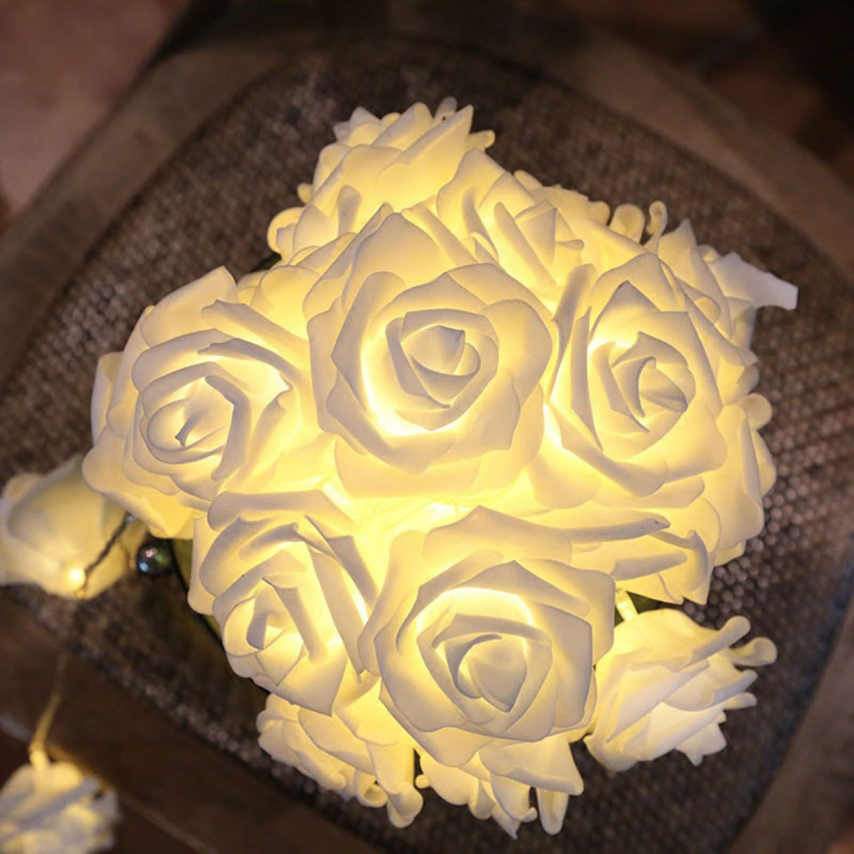 LED Rose Flower String Light Simulated Rose Flower Fairy String Lights for Wedding Home Party Decoration 20 Lamps 9.8ft