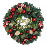 Artificial Christmas Wreath for Front Door Pine Needle Red Candy Christmas Garland Decorations for Home Mall Shopwindow