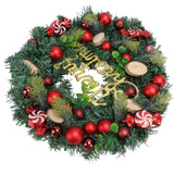 Artificial Christmas Wreath for Front Door Pine Needle Red Candy Christmas Garland Decorations for Home Mall Shopwindow