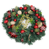 Artificial Christmas Wreath for Front Door Pine Needle Red Candy Christmas Garland Decorations for Home Mall Shopwindow - Top-Down View