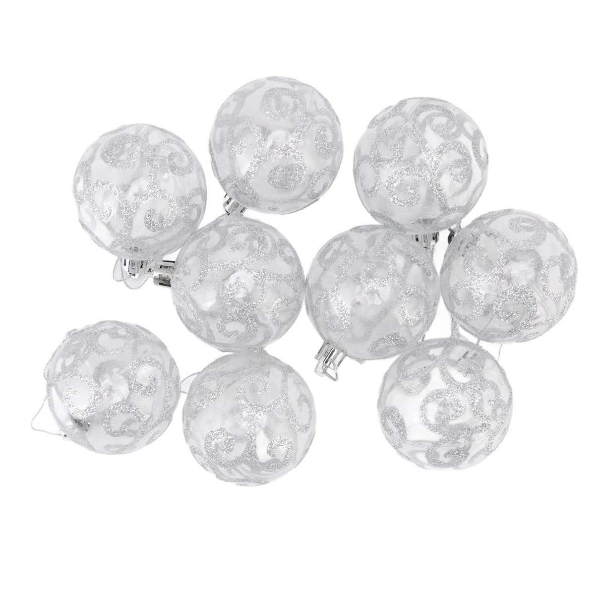 9Pcs Christmas Ball Ornaments Exquisite Plastic Shatterproof Hanging Christmas Tree Ornaments for Home Silver