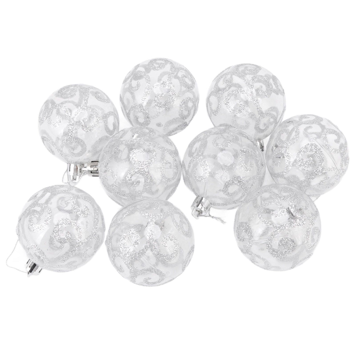 9Pcs Christmas Ball Ornaments Exquisite Plastic Shatterproof Hanging Christmas Tree Ornaments for Home Silver