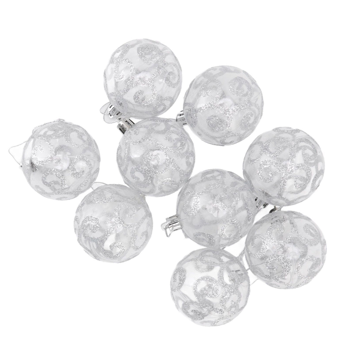 9Pcs Christmas Ball Ornaments Exquisite Plastic Shatterproof Hanging Christmas Tree Ornaments for Home Silver