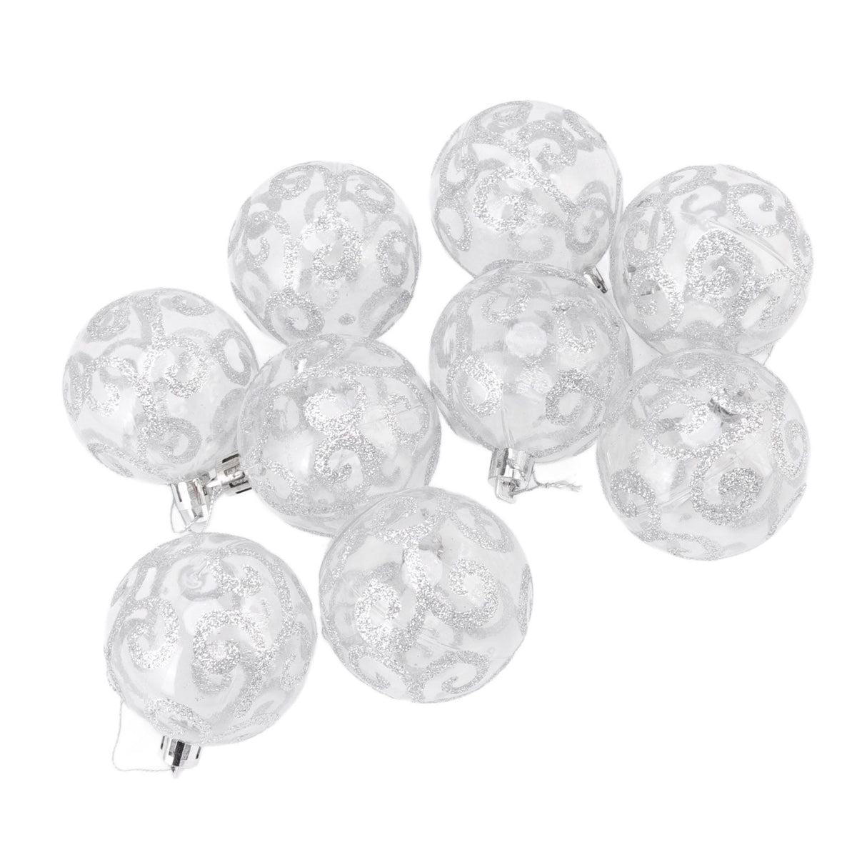 9Pcs Christmas Ball Ornaments Exquisite Plastic Shatterproof Hanging Christmas Tree Ornaments for Home Silver