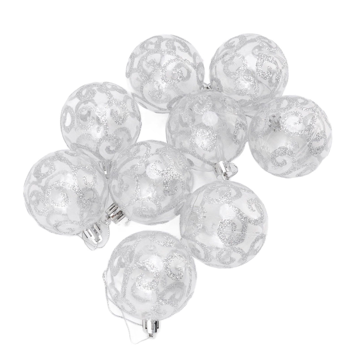 9Pcs Christmas Ball Ornaments Exquisite Plastic Shatterproof Hanging Christmas Tree Ornaments for Home Silver