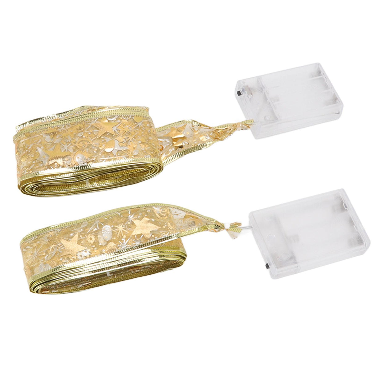 2 Pcs Christmas Ribbon String Lights Fairy Lights Christmas Tree Lights for Decorations Golden Warm Light 5cm 3.8cm