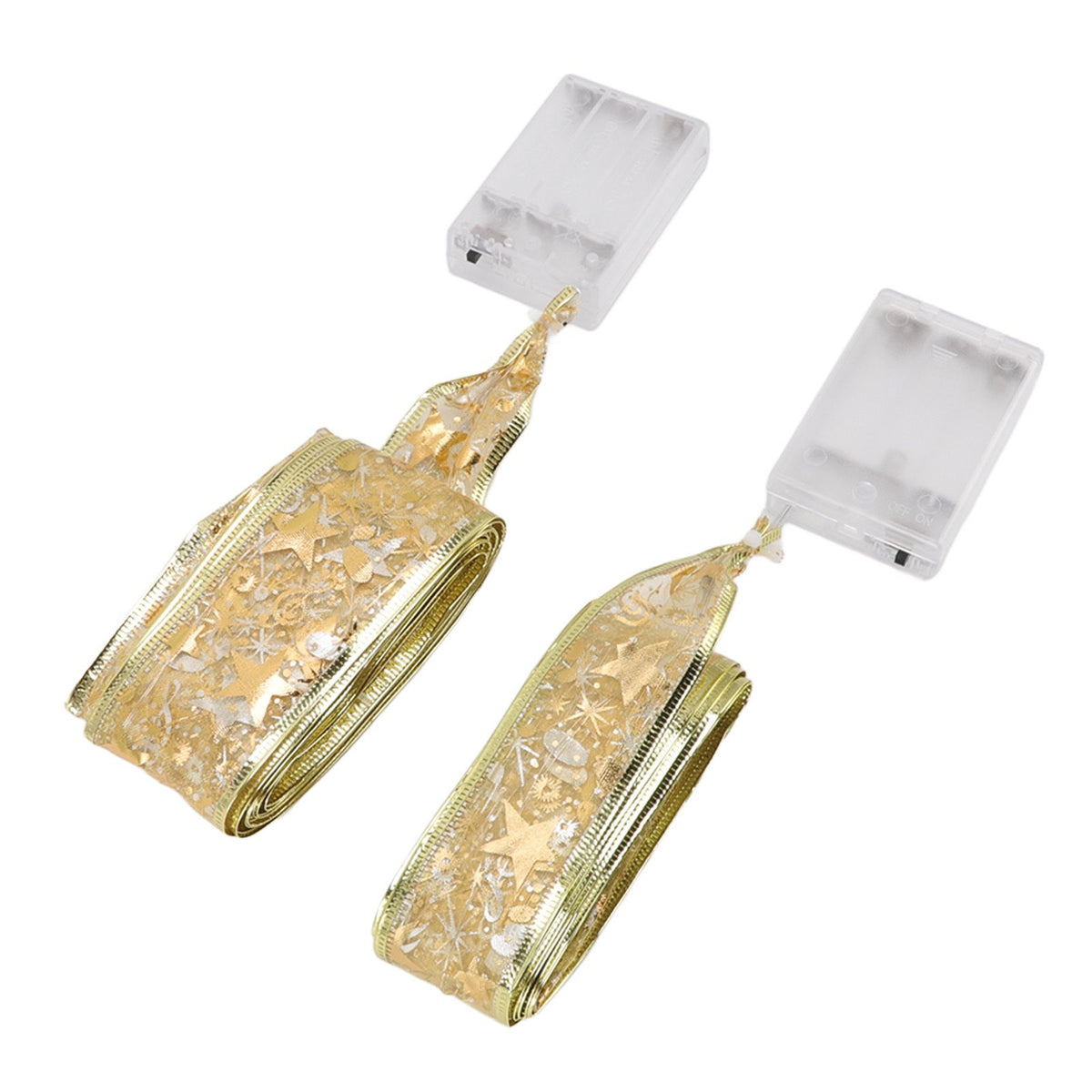 2 Pcs Christmas Ribbon String Lights Fairy Lights Christmas Tree Lights for Decorations Golden Warm Light 5cm 3.8cm