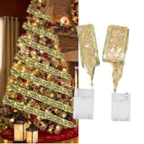 2 Pcs Christmas Ribbon String Lights Fairy Lights Christmas Tree Lights for Decorations Golden Warm Light 5cm 3.8cm