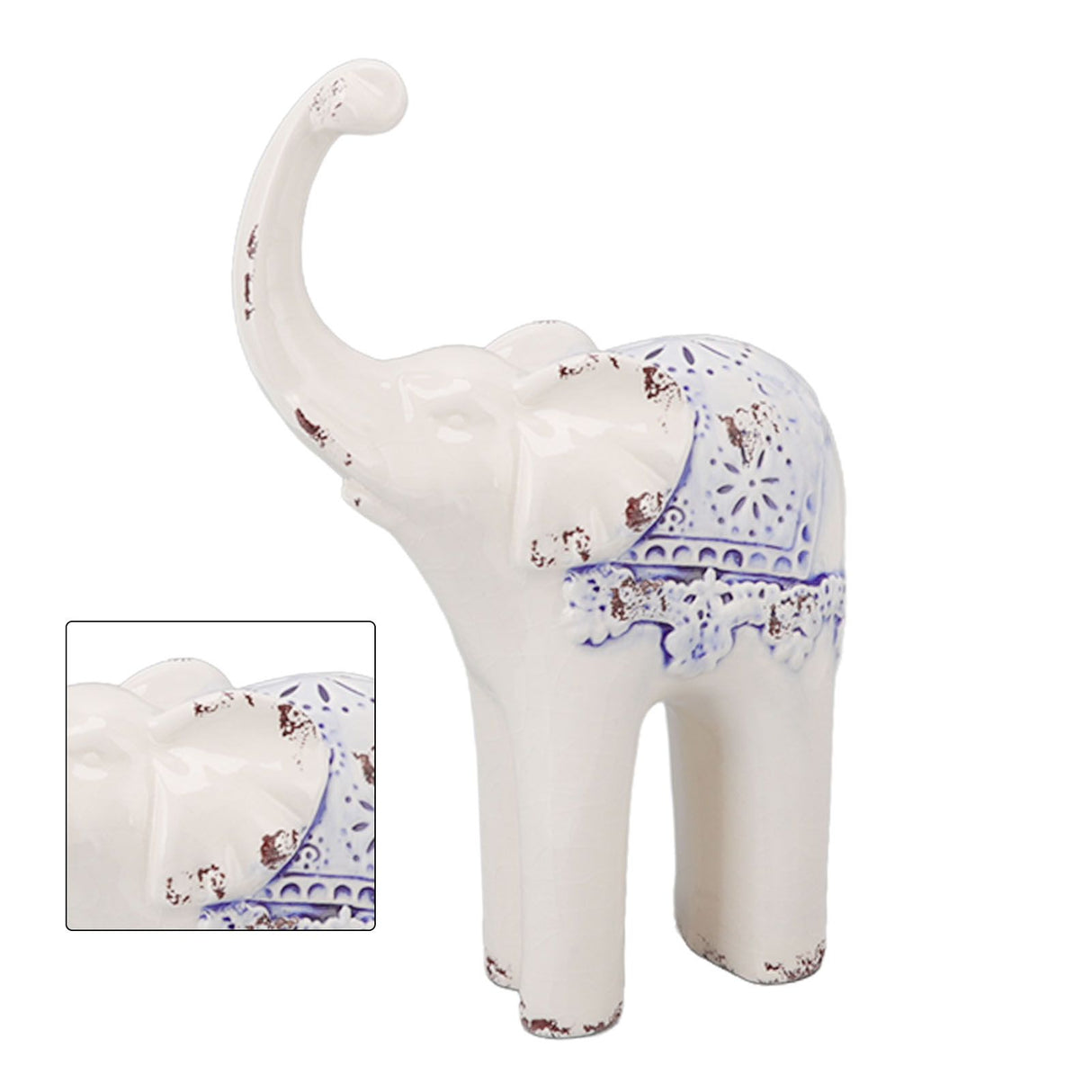Elephant Ceramic Decor Safe Round Slippy Exquisite Porcelain Elephant Sculpture for Home Office Ornament S