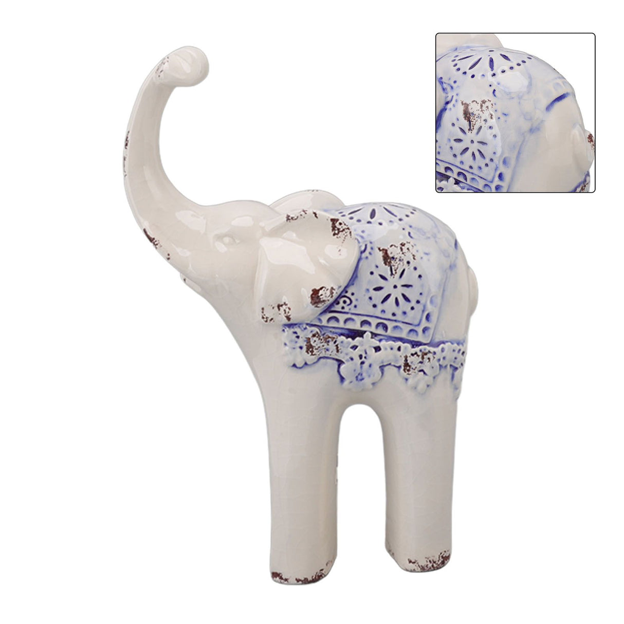 Elephant Ceramic Decor Safe Round Slippy Exquisite Porcelain Elephant Sculpture for Home Office Ornament S