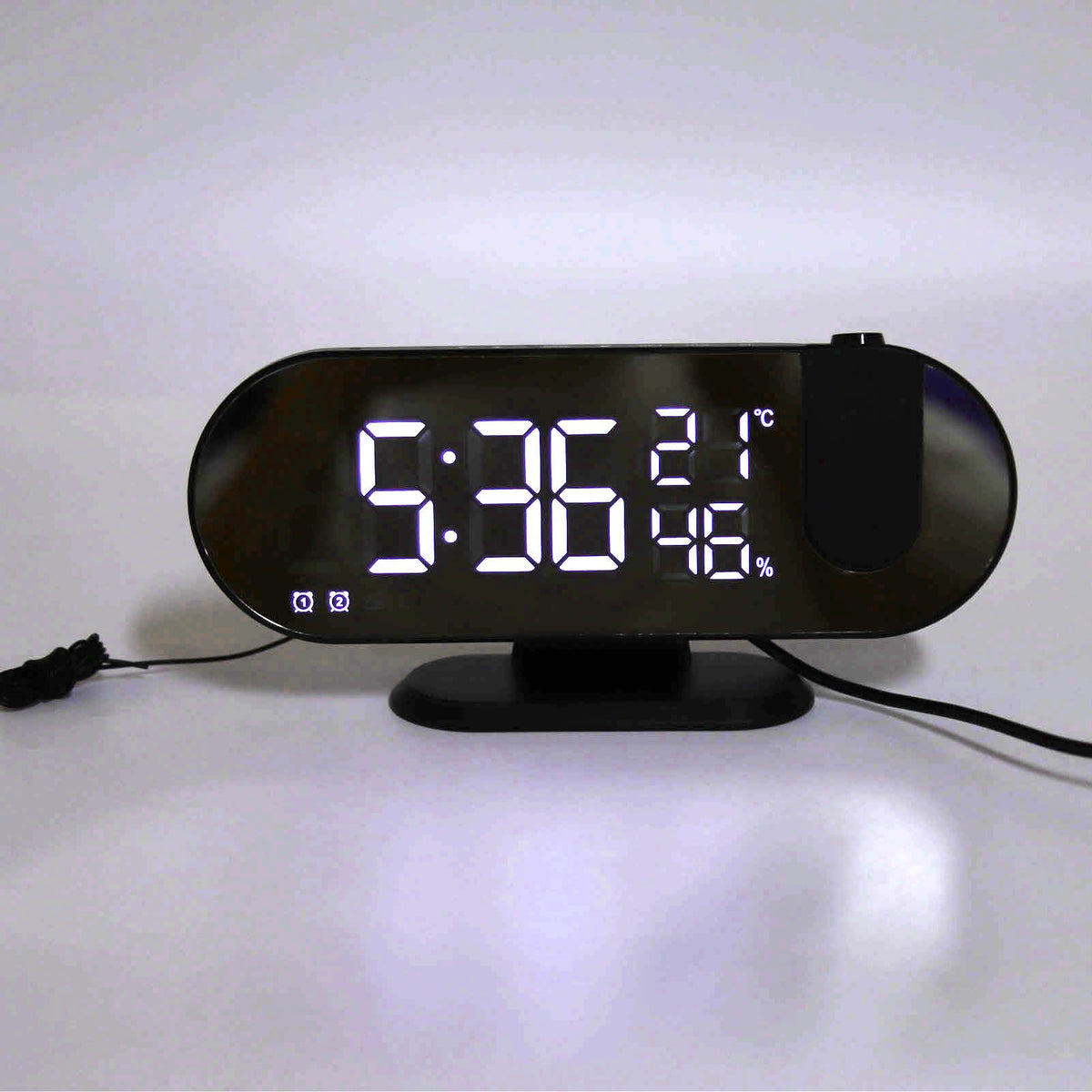 Projection Alarm Clock USB Powered Mirror Display Design High Brightness LED Light Source Ceiling Digital Alarm Clock