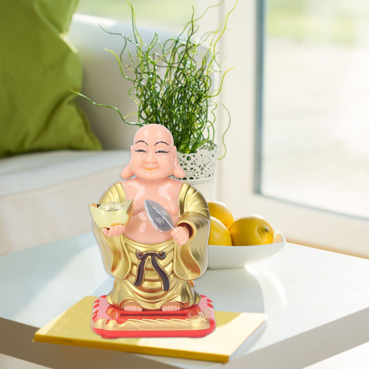 Standing Maitreya Buddha Solar Ornaments Light Energy Sensing Buddha Statue Decoration for Office Home Car Gift Small