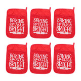 6Pcs Christmas Pot Holders with Pocket Heat Resistant Hot Pad Oven Mitts Cookie Bag Christmas Pot Rack Baking Kit