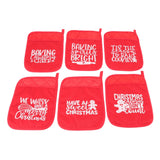 6Pcs Christmas Pot Holders with Pocket Heat Resistant Hot Pad Oven Mitts Cookie Bag Christmas Pot Rack Baking Kit
