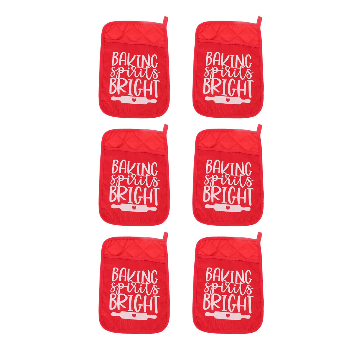 6Pcs Christmas Pot Holders with Pocket Heat Resistant Hot Pad Oven Mitts Cookie Bag Christmas Pot Rack Baking Kit