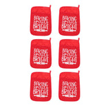 6Pcs Christmas Pot Holders with Pocket Heat Resistant Hot Pad Oven Mitts Cookie Bag Christmas Pot Rack Baking Kit
