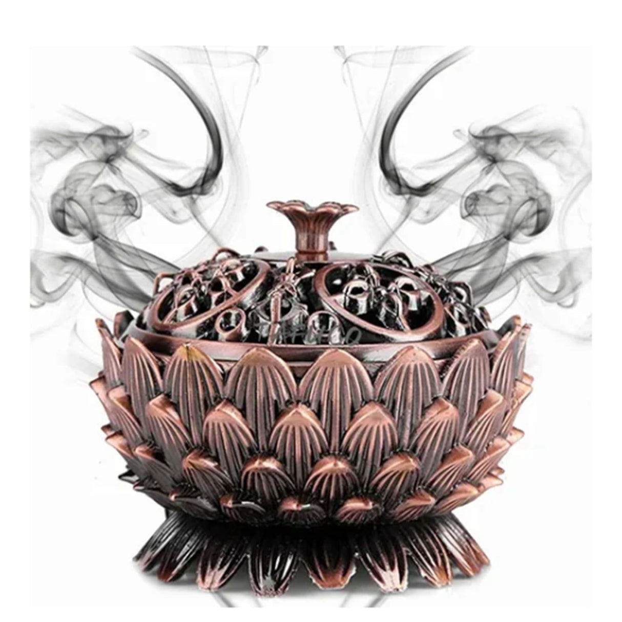 Lotus Incense Burner Zinc Alloy Cone Incense Holder Burner Small Incense Holder Ornaments for Home Decoration Brown