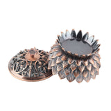 Lotus Incense Burner Zinc Alloy Cone Incense Holder Burner Small Incense Holder Ornaments for Home Decoration Brown - Extra Image