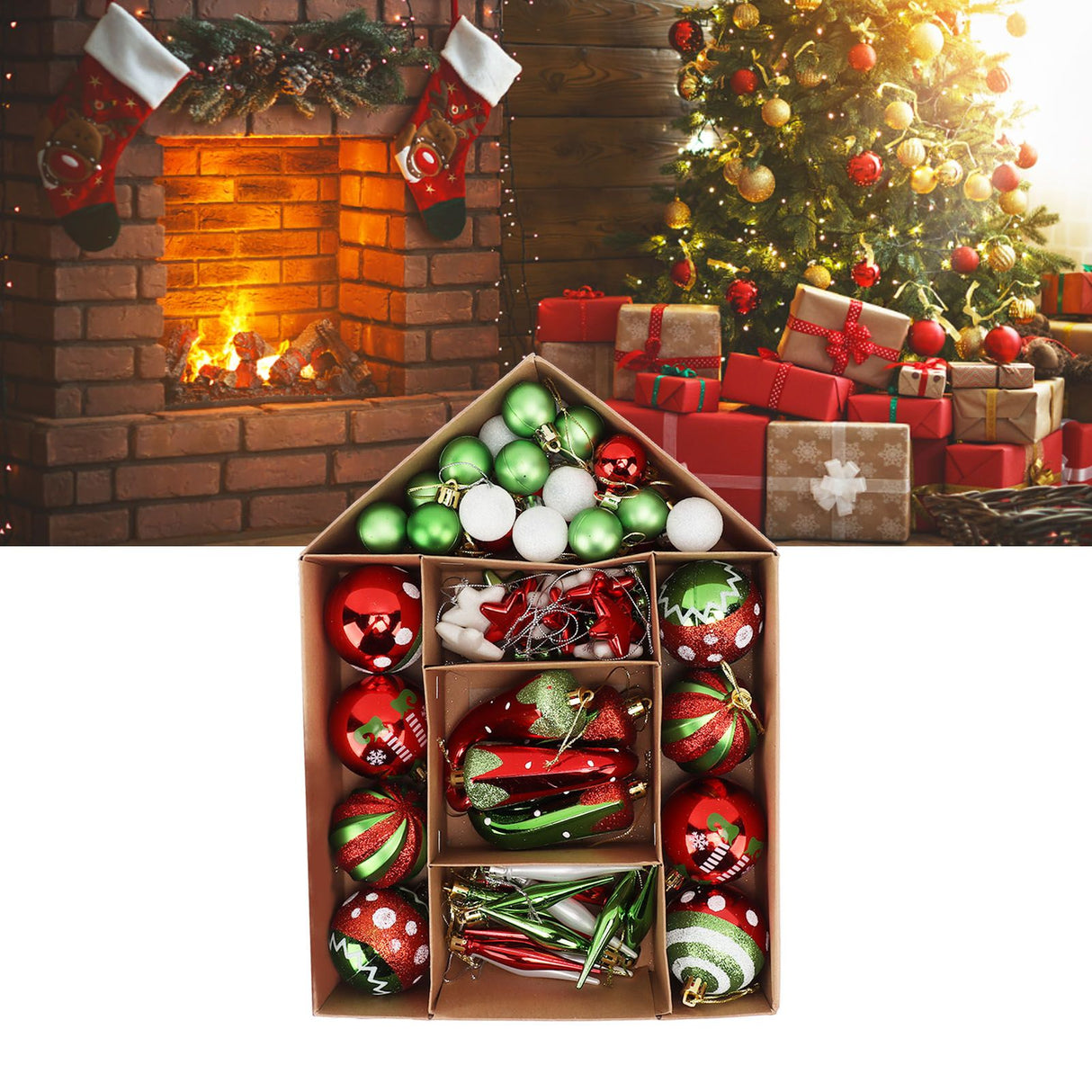 Christmas Tree Ornaments Assorted Set Lightweight Electroplated Christmas Tree Hanging Balls Pendants Set for Home Garden D