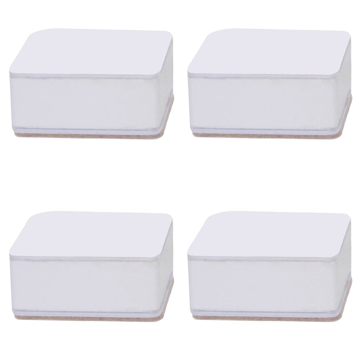 Carbon Steel Furniture Risers Self Adhesive Furniture Lift Anti Slip Low Noise Bed Lifter with Felt Pad for Sofa Couch White