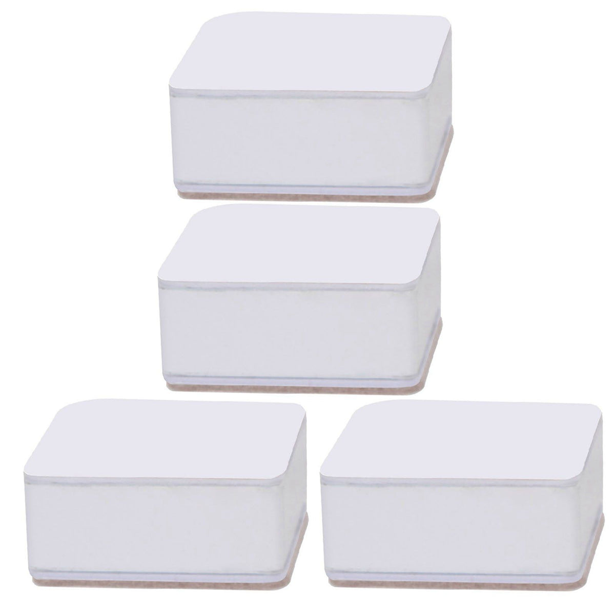 Carbon Steel Furniture Risers Self Adhesive Furniture Lift Anti Slip Low Noise Bed Lifter with Felt Pad for Sofa Couch White