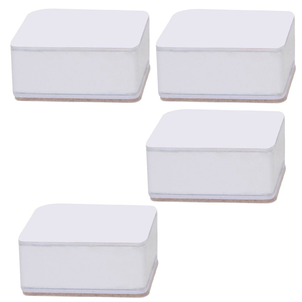 Carbon Steel Furniture Risers Self Adhesive Furniture Lift Anti Slip Low Noise Bed Lifter with Felt Pad for Sofa Couch White