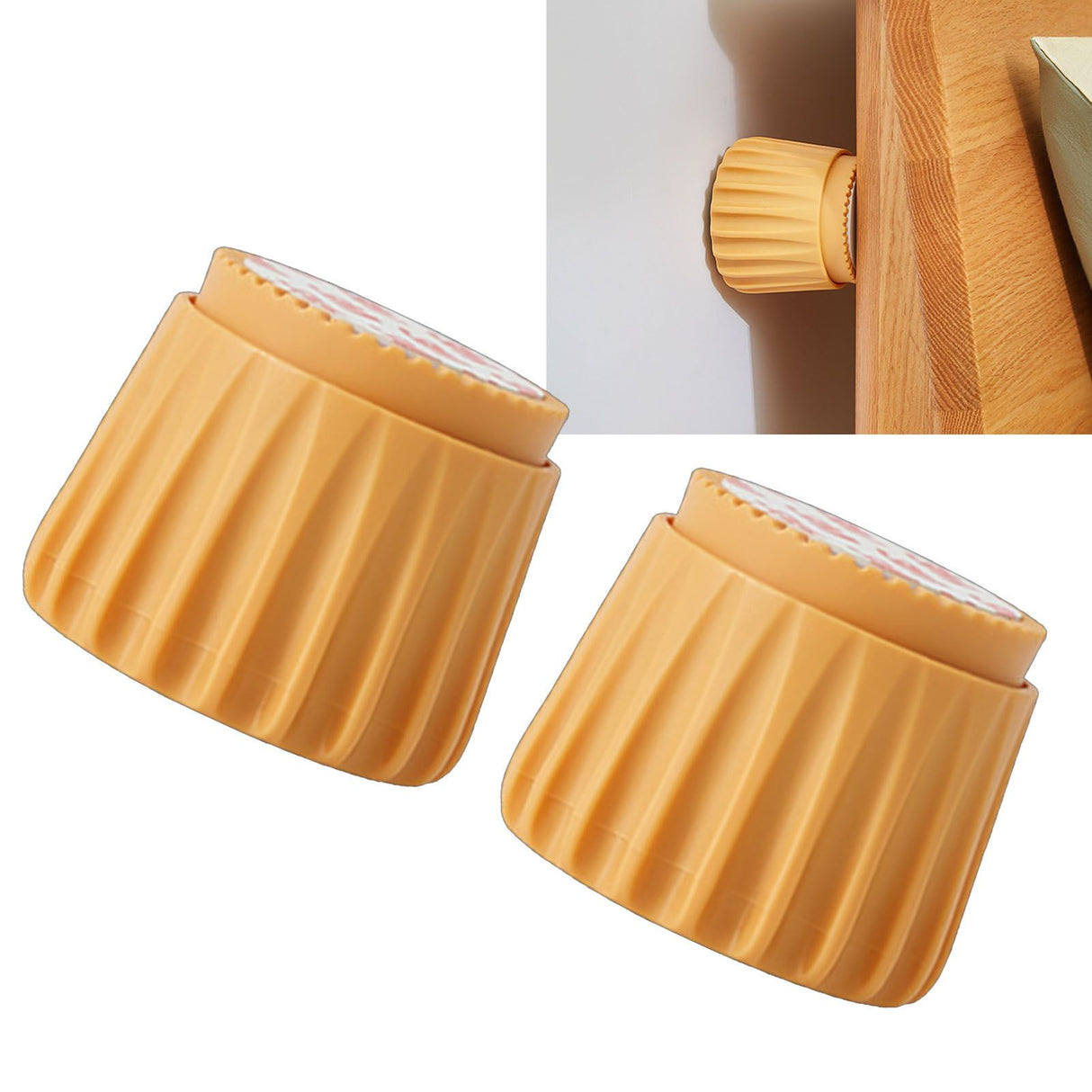 2Pcs Wall Bed Stopper Anti Collision ABS Punch Free Rotatable Mute Bed Anti Shake Tool for Home Yellow Small