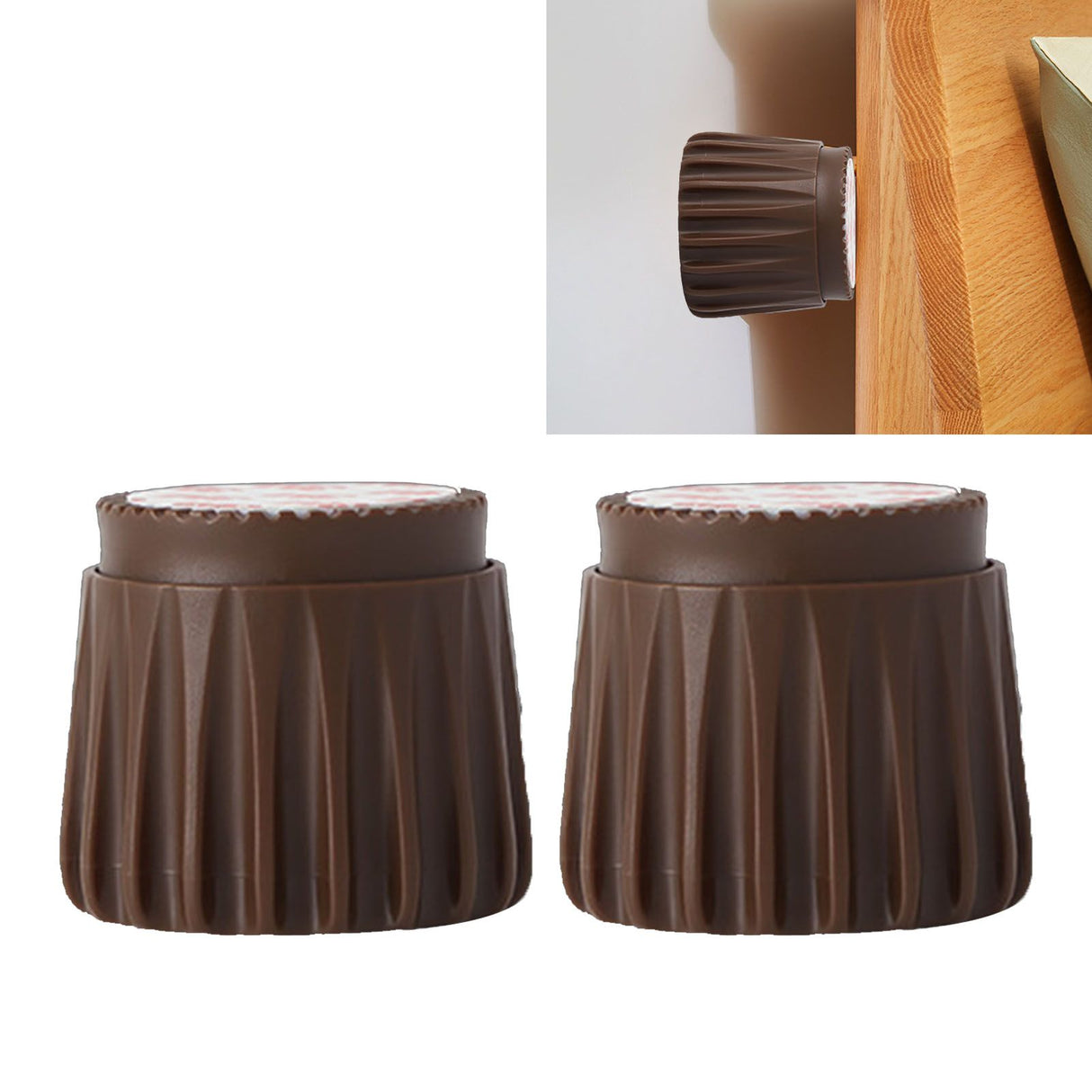 2Pcs Wall Bed Stopper Anti Collision ABS Punch Free Rotatable Mute Bed Anti Shake Tool for Home Brown Small