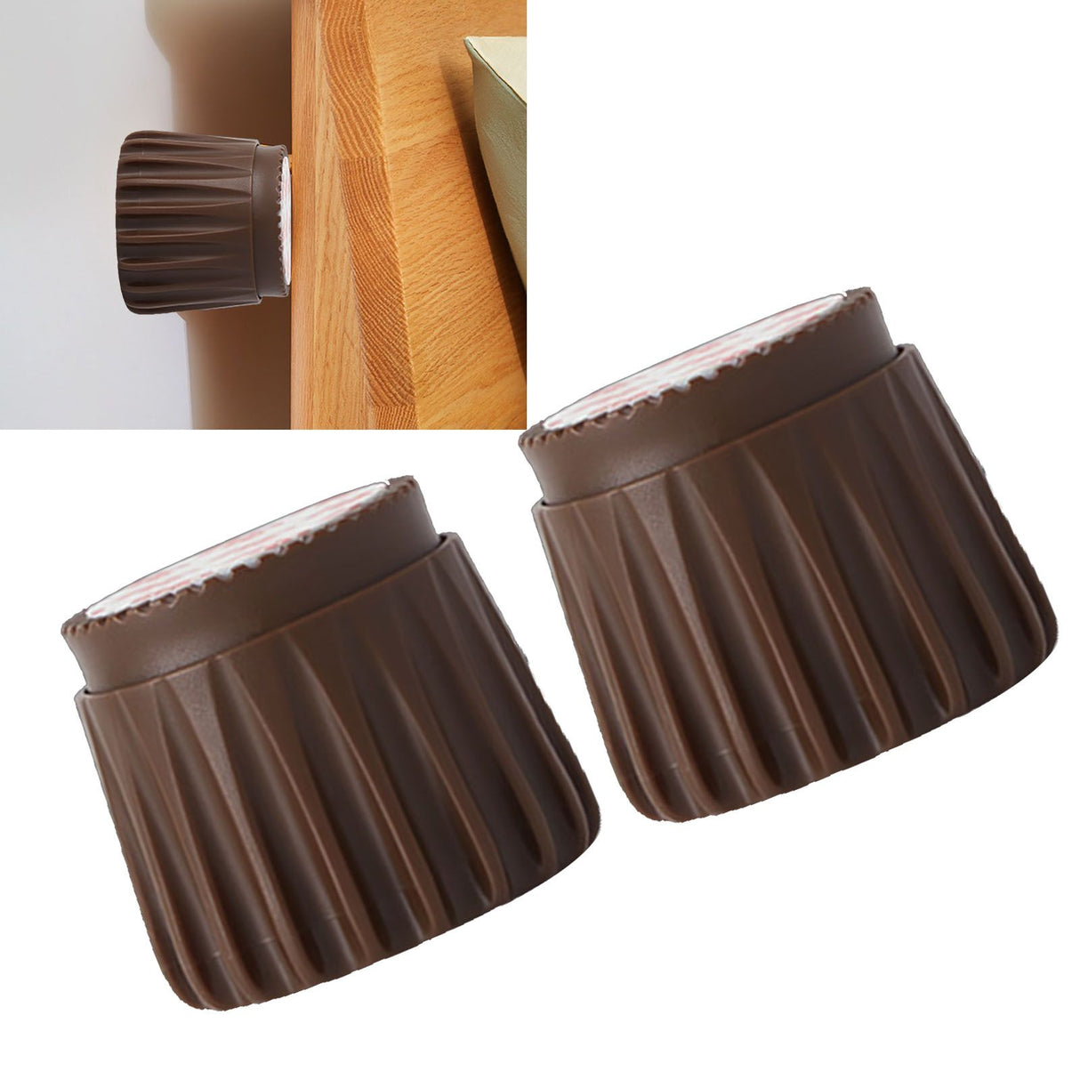 2Pcs Wall Bed Stopper Anti Collision ABS Punch Free Rotatable Mute Bed Anti Shake Tool for Home Brown Small