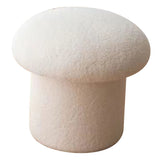 Sofa Bench Simple Modern Elastic Comfortable Soft Round Pine Wooden Foot Stool for Home Decoration White - Side View