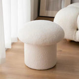 Sofa Bench Simple Modern Elastic Comfortable Soft Round Pine Wooden Foot Stool for Home Decoration White
