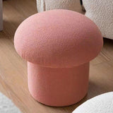 Sofa Bench Simple Modern Elastic Comfortable Soft Round Pine Wooden Foot Stool for Home Decoration Pink