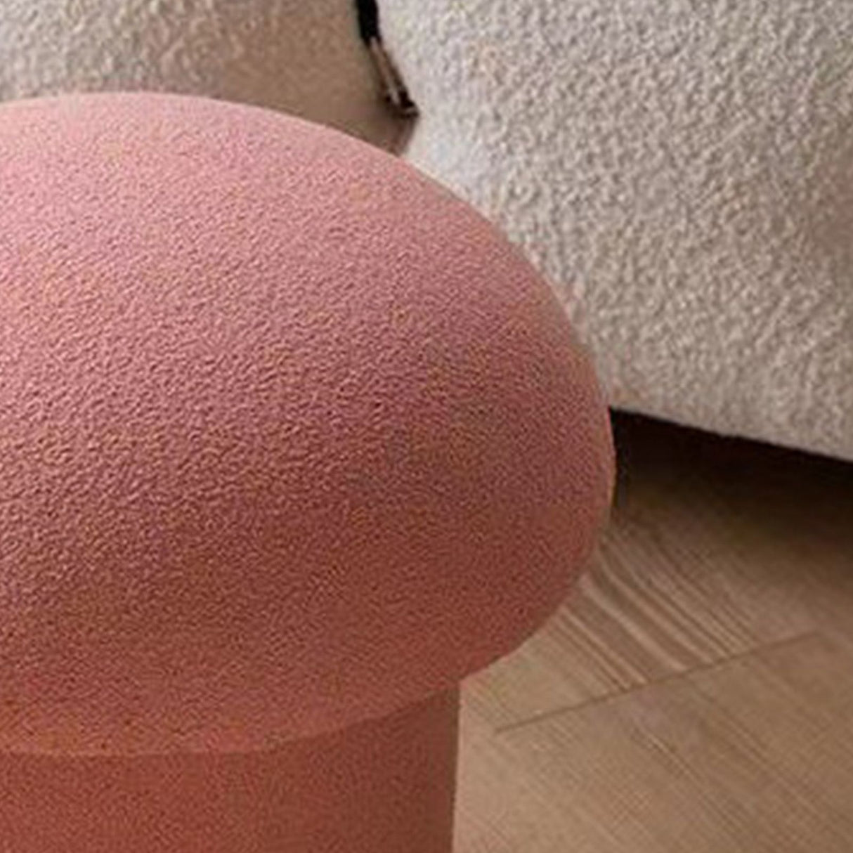 Sofa Bench Simple Modern Elastic Comfortable Soft Round Pine Wooden Foot Stool for Home Decoration Pink