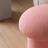 Sofa Bench Simple Modern Elastic Comfortable Soft Round Pine Wooden Foot Stool for Home Decoration Pink